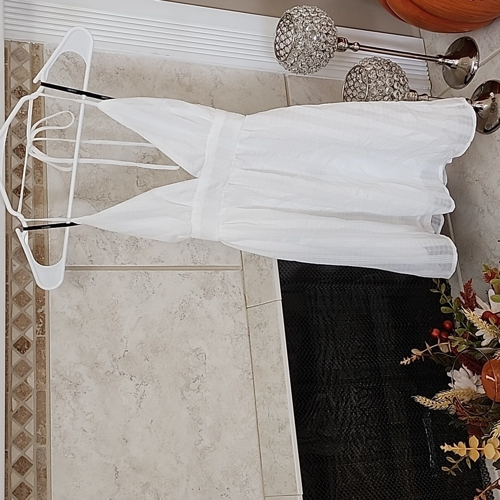 ⛱️ White Textured BEACH Halter-Tie DRESS ⛱️